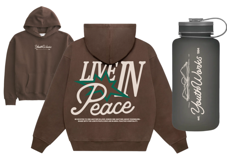Brown hoodie and grey water bottle