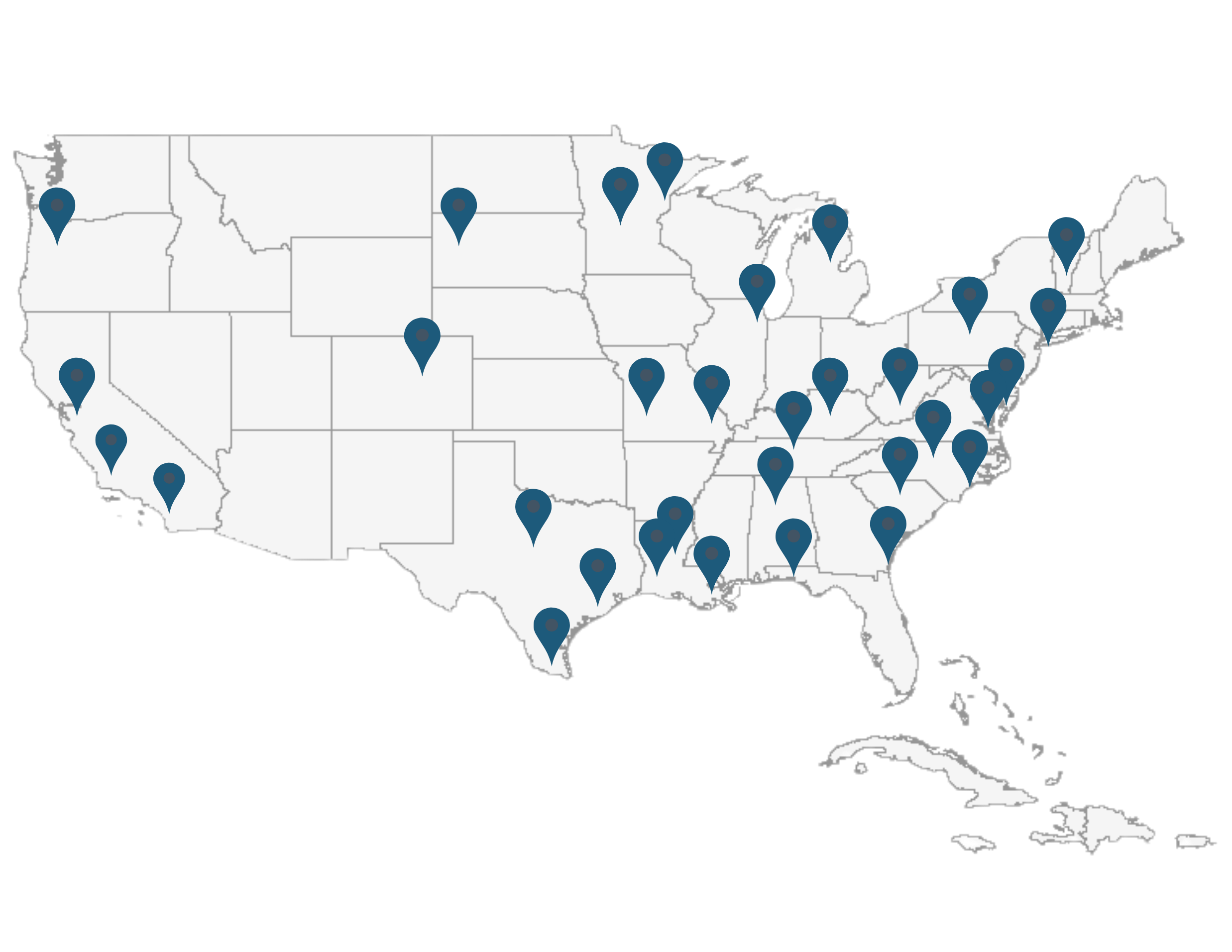 Map of Custom trip locations